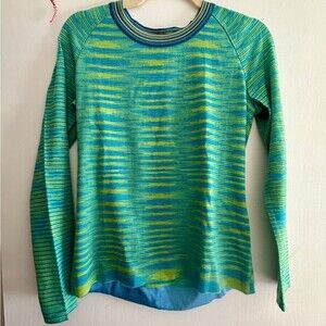 Missoni space dyed  Striped Knit Sweater wool blend green $880 crew neck